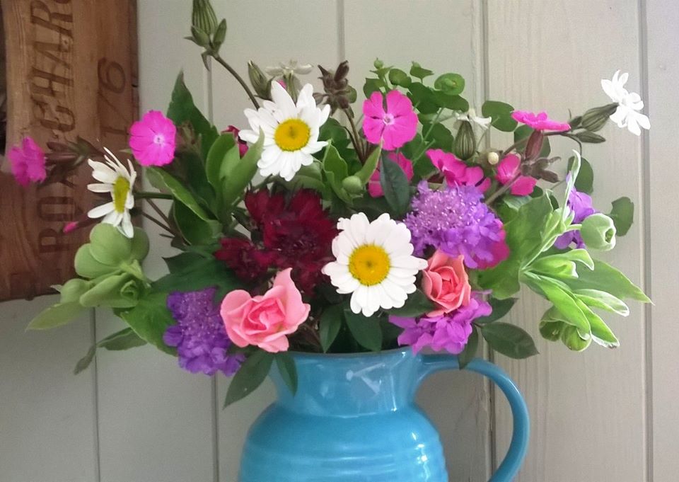 Lots of all-sorts in here...the Scabiosa looks particularly groovy. Thanks to FB's 'Home Flower Garden' for this pic. ...love the colour of the jug too... 