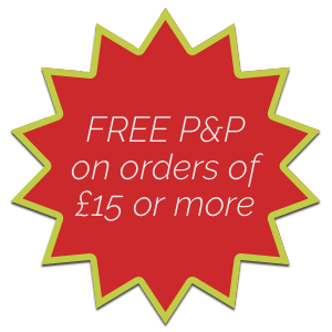 Free postage and packing on orders of £15 or more. 